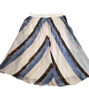 Chico's Tribal Stripes A-line Midi Skirt Cotton Silk Blend Sz L Boho Tribal